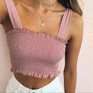 Pink tube top with tie straps